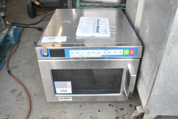 BRAND NEW SCRATCH AND DENT! 2024 Solwave SWAHD12 Ameri-Series Space Saver Heavy-Duty Stainless Steel Commercial Microwave with Push Button Controls. 120 Volts, 1 Phase. - Image 1 of 11