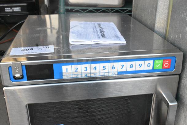 BRAND NEW SCRATCH AND DENT! 2024 Solwave SWAHD12 Ameri-Series Space Saver Heavy-Duty Stainless Steel Commercial Microwave with Push Button Controls. 120 Volts, 1 Phase. - Image 7 of 11