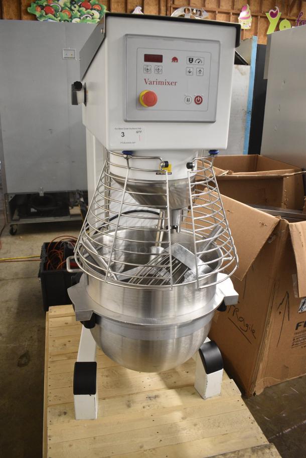 BRAND NEW SCRATCH AND DENT! 2023 Varimixer V80PL V-Series 80 Qt. Planetary Floor Mixer w/ Stainless Steel Mixing Bowl, Bowl Guard, Whisk, Dough Hook and Paddle Attachments. 208 Volts, 3 Phase. - Image 2 of 8