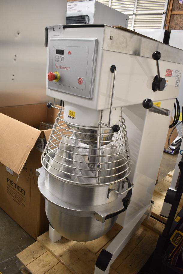 BRAND NEW SCRATCH AND DENT! 2019 Varimixer V80PL V-Series 80 Qt. Planetary Floor Mixer w/ Stainless Steel Mixing Bowl, Bowl Guard, Whisk, Dough Hook and Paddle Attachments. 208 Volts, 3 Phase. - Image 1 of 9