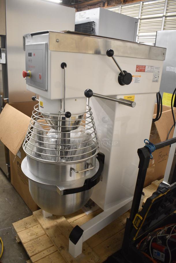BRAND NEW SCRATCH AND DENT! 2019 Varimixer V80PL V-Series 80 Qt. Planetary Floor Mixer w/ Stainless Steel Mixing Bowl, Bowl Guard, Whisk, Dough Hook and Paddle Attachments. 208 Volts, 3 Phase. - Image 2 of 9