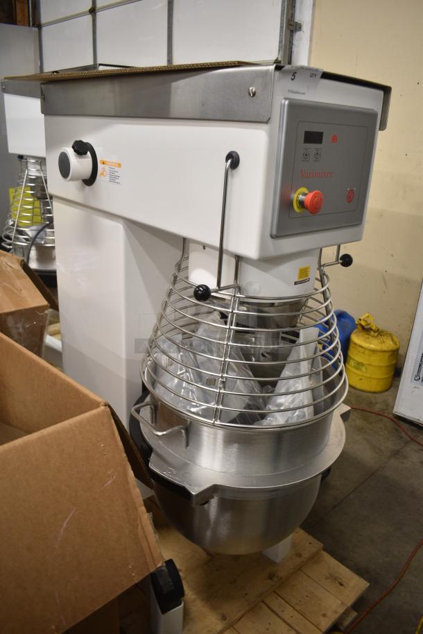 BRAND NEW SCRATCH AND DENT! 2019 Varimixer V80PL V-Series 80 Qt. Planetary Floor Mixer w/ Stainless Steel Mixing Bowl, Bowl Guard, Whisk, Dough Hook and Paddle Attachments. 208 Volts, 3 Phase. - Image 3 of 9