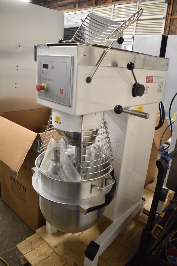 BRAND NEW SCRATCH AND DENT! 2019 Varimixer V80PL V-Series 80 Qt. Planetary Floor Mixer w/ Stainless Steel Mixing Bowl, Bowl Guard, Whisk, Dough Hook and Paddle Attachments. 208 Volts, 3 Phase. - Image 6 of 9