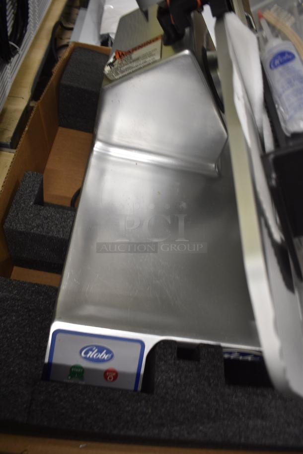BRAND NEW SCRATCH AND DENT! 2021 Globe S13 Stainless Steel Commercial Countertop Heavy-Duty Manual Meat Slicer w/ Blade Sharpener. 110 Volts, 1 Phase. Tested and Working! - Image 5 of 6