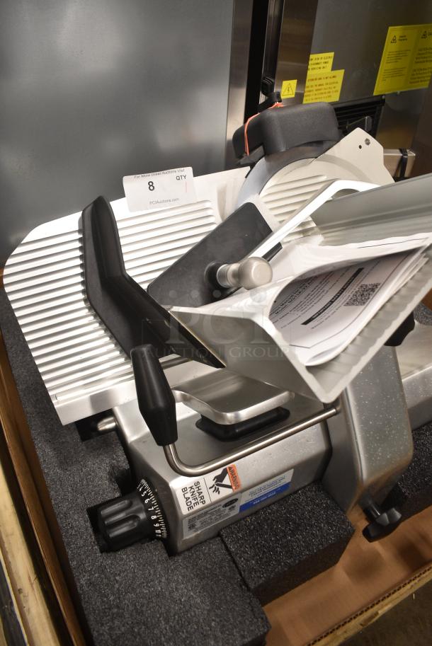BRAND NEW SCRATCH AND DENT! 2023 Globe SG13-84 Stainless Steel Commercial Countertop Heavy-Duty Manual Meat Slicer w/ Blade Sharpener. 110 Volts, 1 Phase. Tested and Working! - Image 5 of 8