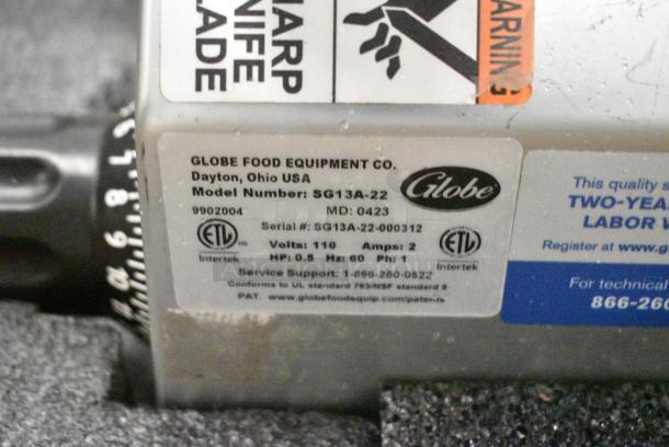 BRAND NEW SCRATCH AND DENT! 2023 Globe SG13-84 Stainless Steel Commercial Countertop Heavy-Duty Manual Meat Slicer w/ Blade Sharpener. 110 Volts, 1 Phase. Tested and Working! - Image 8 of 8