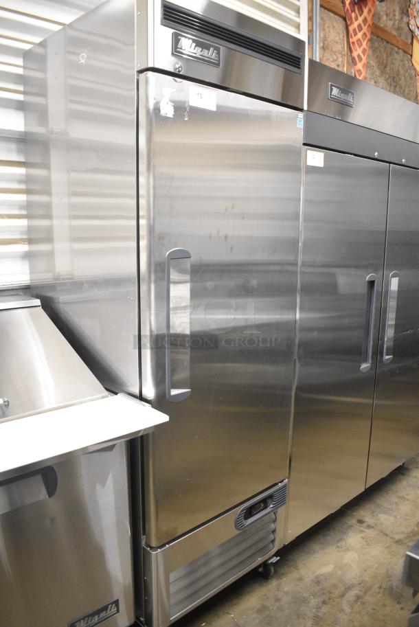 BRAND NEW SCRATCH AND DENT! 2024 Migali C-1RB-HC Stainless Steel Commercial Single Door Reach In Cooler w/ Poly Coated Racks on Commercial Casters. 115 Volts, 1 Phase. Serial C-1RB-HCT03240120092T0013. Tested and Working! - Image 2 of 8