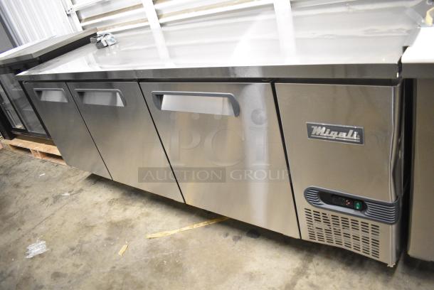 BRAND NEW SCRATCH AND DENT! 2023 Migali C-RWT93-HC Stainless Steel Commercial 3 Door Work Top Cooler on Commercial Casters. 115 Volts, 1 Phase. Serial C-RWT93-HC003230628092C0001. Tested and Working! - Image 3 of 9