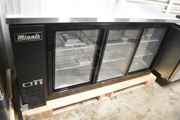 BRAND NEW SCRATCH AND DENT! 2024 Migali C-BB72SG-HC Stainless Steel Commercial 3 Door Back Bar Cooler Merchandiser. 115 Volts, 1 Phase. Serial 5737915686609. Tested and Working! - Image 2 of 9