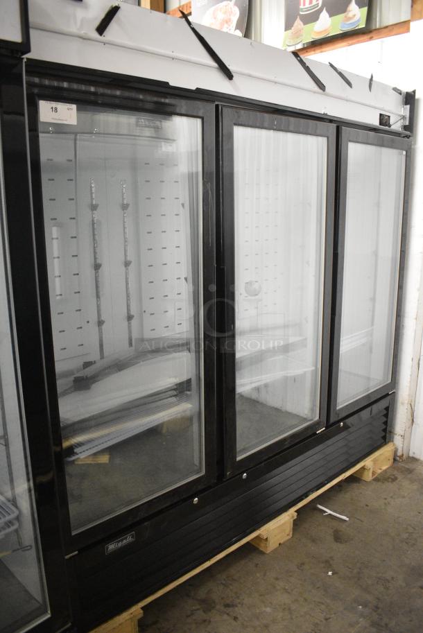 BRAND NEW SCRATCH AND DENT! 2024 Migali C-72FM-HC Metal Commercial 3 Door Freezer Merchandiser w/ Poly Coated Racks. 115/208-230 Volts, 1 Phase. Serial C-72FM-HCN6NT023. - Image 2 of 8