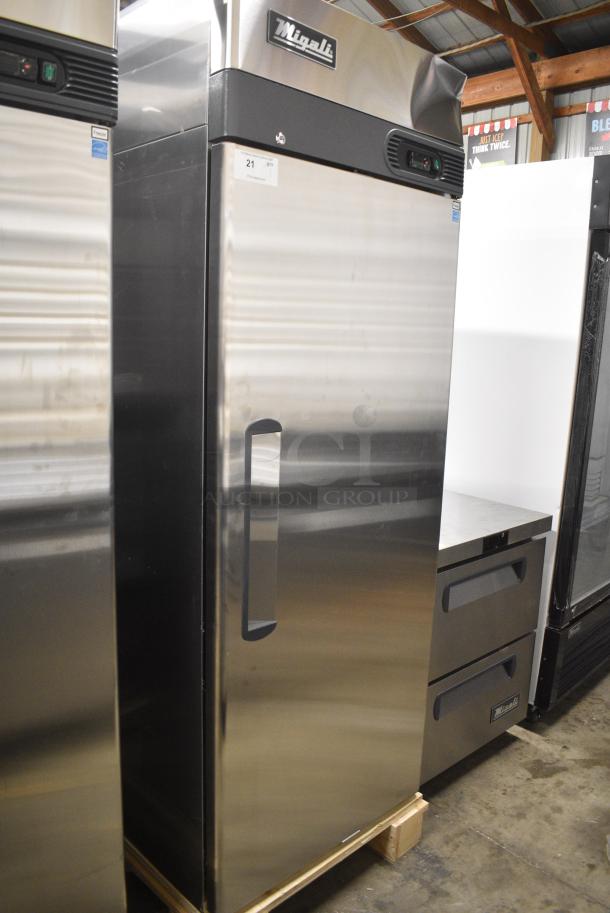 BRAND NEW SCRATCH AND DENT! 2024 Migali C-1F-HC Stainless Steel Commercial Single Door Reach In Freezer w/ Poly Coated Racks. 115 Volts, 1 Phase. Serial C-1F-HCN5MT002. Tested and Working! - Image 3 of 6