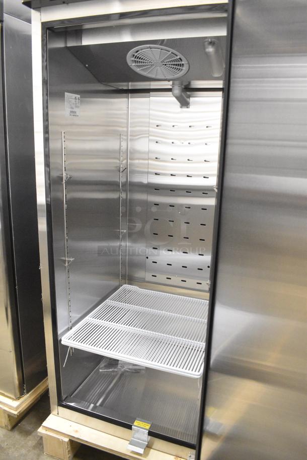 BRAND NEW SCRATCH AND DENT! 2024 Migali C-1F-HC Stainless Steel Commercial Single Door Reach In Freezer w/ Poly Coated Racks. 115 Volts, 1 Phase. Serial C-1F-HCN5MT002. Tested and Working! - Image 5 of 6