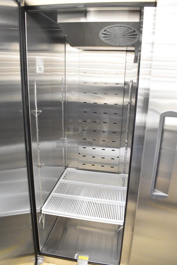BRAND NEW SCRATCH AND DENT! 2024 Migali C-2F-HCN45T015 Stainless Steel Commercial 2 Door Reach In Freezer w/ Poly Coated Racks. 115 Volts, 1 Phase. Serial C-2F-HCN45T015, Tested and Working! - Image 5 of 7