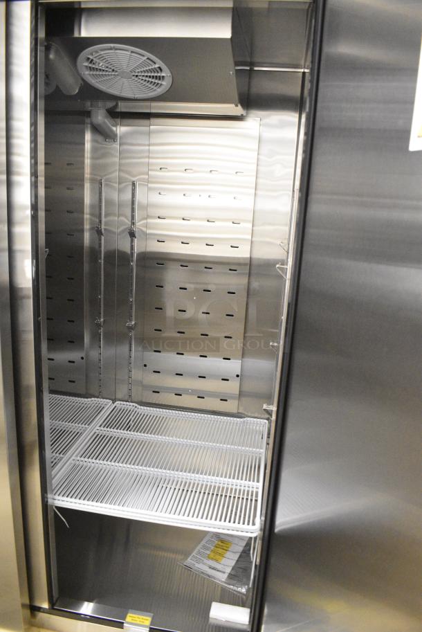 BRAND NEW SCRATCH AND DENT! 2024 Migali C-2F-HCN45T015 Stainless Steel Commercial 2 Door Reach In Freezer w/ Poly Coated Racks. 115 Volts, 1 Phase. Serial C-2F-HCN45T015, Tested and Working! - Image 6 of 7
