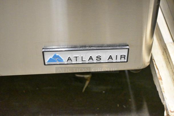 BRAND NEW SCRATCH AND DENT! Atlas Air ASP48 Stainless Steel Commercial Sandwich Salad Prep Table Mega Top on Commercial Casters. 115 Volts, 1 Phase. Serial T3770323XASP48237001. Tested and Working! - Image 3 of 10