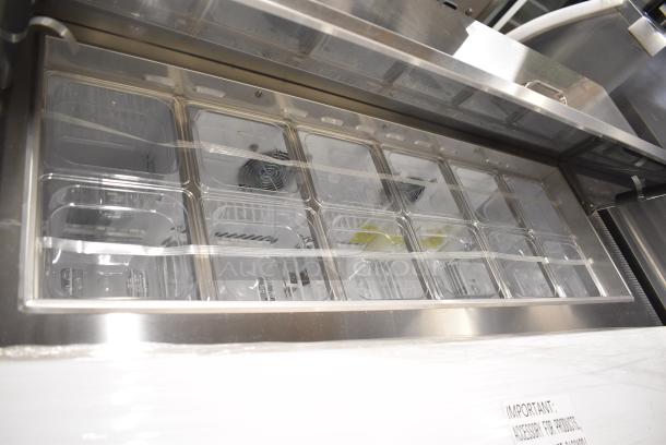 BRAND NEW SCRATCH AND DENT! Atlas Air ASP48 Stainless Steel Commercial Sandwich Salad Prep Table Mega Top on Commercial Casters. 115 Volts, 1 Phase. Serial T3770323XASP48237001. Tested and Working! - Image 6 of 10