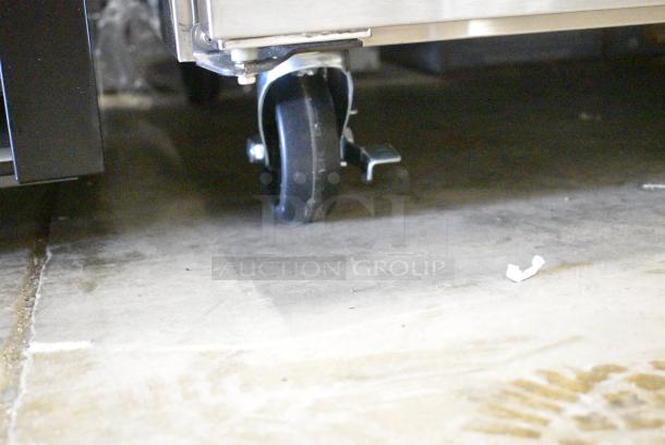 BRAND NEW SCRATCH AND DENT! Atlas Air TUC-48BR Stainless Steel Commercial 2 Door Undercounter Cooler on Commercial Casters. 115 Volts, 1 Phase. Serial ST2300201TU48R22A001. Tested and Working! - Image 3 of 7