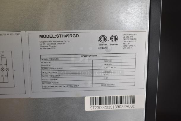 BRAND NEW SCRATCH AND DENT! Qingdao STH49RGD Metal Commercial 2 Door Reach In Cooler Merchandiser. 115 Volts, 1 Phase. Serial ST2300201S139022A001. Tested and Working! - Image 4 of 4