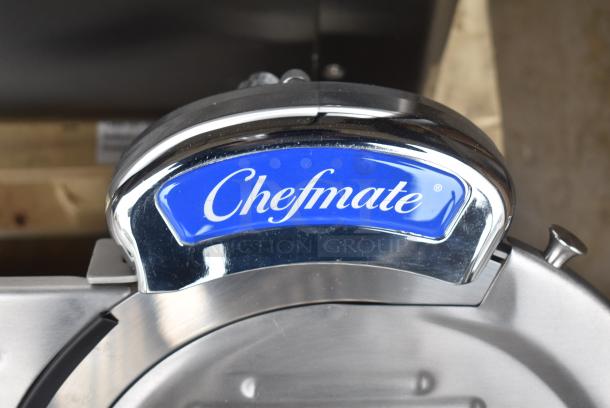 BRAND NEW SCRATCH AND DENT! Globe Chefmate GC 512 Stainless Steel Commercial Countertop 12" Manual Gravity Feed Slicer w/ Blade Sharpener. 115 Volts, 1 Phase. Tested and Working! - Image 3 of 8