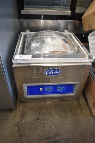 BRAND NEW SCRATCH AND DENT! 2021 Globe GVP20 Stainless Steel Commercial Countertop Vacuum Sealer 110 Volts, 1 Phase. Tested and Working!