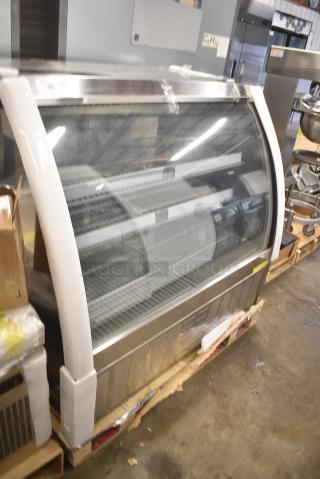 BRAND NEW SCRATCH AND DENT! STD4834S Metal Commercial Floor Style Deli Display Case Merchandiser. 115 Volts, 1 Phase. Tested and Working!