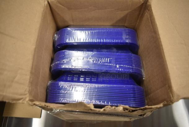 BRAND NEW SCRATCH AND DENT! Box of 36 Choice 176BSKT128BL 8" x 2" Round Blue Plastic Fast Food Basket - Image 1 of 3