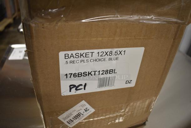 BRAND NEW SCRATCH AND DENT! Box of 36 Choice 176BSKT128BL 8" x 2" Round Blue Plastic Fast Food Basket - Image 3 of 3