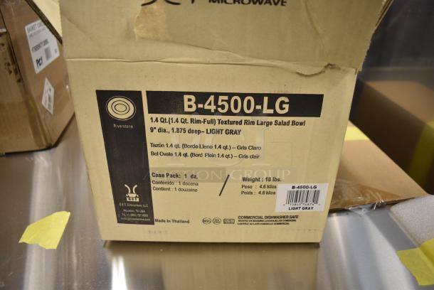 BRAND NEW SCRATCH AND DENT! Box of 12 375B4500LG GET Enterprises B-4500-LG Riverstone 28 oz. Light Gray Irregular Round Matte Melamine Serving Bowl - Image 4 of 5