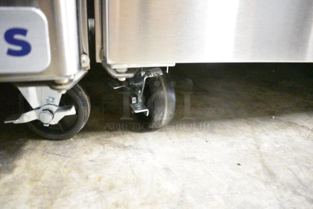 BRAND NEW SCRATCH AND DENT! Qingdao TSSU-48T Stainless Steel Commercial Sandwich Salad Prep Table Mega Top Bain Marie on Commercial Casters. 115 Volts, 1 Phase. Serial ST2300201TS48M22A001. Tested and Working! - Image 2 of 7