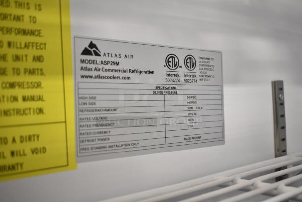 BRAND NEW SCRATCH AND DENT! Atlas Air ASP29M Stainless Steel Commercial Sandwich Salad Prep Table Mega Top Bain Marie on Commercial Casters. 115 Volts, 1 Phase. Serial T3770223XASP29M237001. Tested and Working! - Image 7 of 8