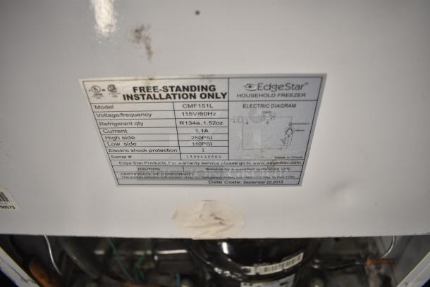 EdgeStar CMF151L Mini Freezer. 115 Volts, 1 Phase. Tested and Powers On But Does Not Get Cold - Image 6 of 6