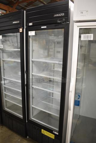 2019 Habco SE18 Metal Commercial Single Door Reach In Cooler Merchandiser w/ Poly Coated Racks. 115 Volts, 1 Phase. Tested and Working!
