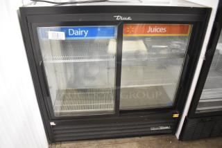 2018 True GDM-41SL-48-HC-LD Metal Commercial 2 Door Reach In Cooler Merchandiser w/ Poly Coated Racks. 115 Volts, 1 Phase. Tested and Working!