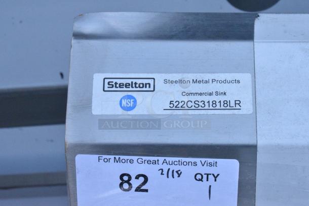 BRAND NEW SCRATCH AND DENT! Steelton 522CS31818LR 90" 18-Gauge Stainless Steel Three Compartment Commercial Sink with 2 Drainboards - 18" x 18" x 12" Bowls. No Legs. - Image 8 of 8