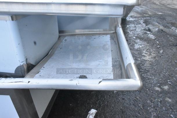 BRAND NEW SCRATCH AND DENT! Regency 600s22424218 98" 16 Gauge Stainless Steel Two Compartment Commercial Sink with  2 Drainboards - 24" x 24" x 14" Bowls. No Legs. - Image 3 of 5