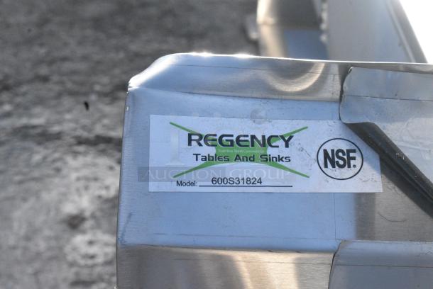 BRAND NEW SCRATCH AND DENT! Regency 600S31824 94" 16-Gauge Stainless Steel Three Compartment Commercial Sink with 2 Drainboards - 18" x 24" x 14" Bowls. No Legs. - Image 3 of 3