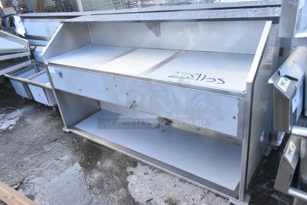 BRAND NEW SCRATCH AND DENT! Regency 600PB74B 74" Basic Stainless Steel Portable Bar with Two Removable Speed Rails and Ice Bin - Image 2 of 5