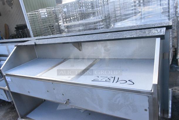 BRAND NEW SCRATCH AND DENT! Regency 600PB74B 74" Basic Stainless Steel Portable Bar with Two Removable Speed Rails and Ice Bin - Image 4 of 5