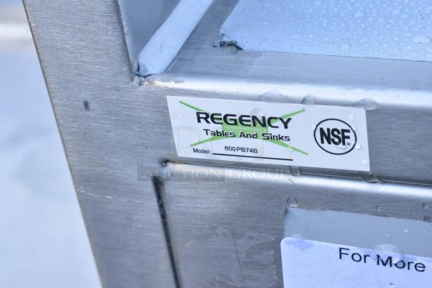 BRAND NEW SCRATCH AND DENT! Regency 600PB74B 74" Basic Stainless Steel Portable Bar with Two Removable Speed Rails and Ice Bin - Image 5 of 5