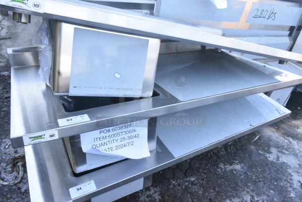 BRAND NEW SCRATCH AND DENT! Regency 600ST3060L Stainless Steel Counter w/ Single Bay Sink. Bay 16.5x16.5x11.5. No Legs. - Image 1 of 4