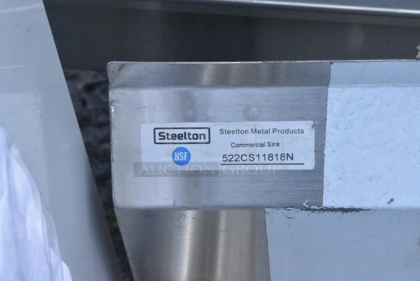BRAND NEW SCRATCH AND DENT! Steelton 522CS11818N 23 1/2" 18-Gauge Stainless Steel One Compartment Commercial Sink without Drainboard - 18" x 18" x 12" Bowl. No Legs. - Image 5 of 5