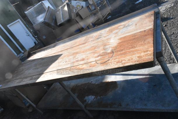 Butcher Block Tabletop on Metal Legs and Under Shelf. - Image 3 of 4