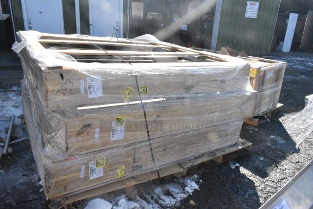 ALL ONE MONEY! Lot of 2 Pallets of BRAND NEW! Items Including 266C2472NA3L Styleline CL2472-NT Classic Plus 24" x 72" Walk-In Cooler Merchandiser Doors with Shelving - Anodized Satin Silver, Left Hinge - 3/Set - Image 1 of 7