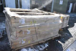 ALL ONE MONEY! Lot of 2 Pallets of BRAND NEW! Items Including 266C2472NA3L Styleline CL2472-NT Classic Plus 24" x 72" Walk-In Cooler Merchandiser Doors with Shelving - Anodized Satin Silver, Left Hinge - 3/Set