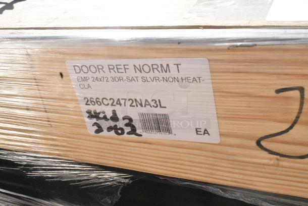 ALL ONE MONEY! Lot of 2 Pallets of BRAND NEW! Items Including 266C2472NA3L Styleline CL2472-NT Classic Plus 24" x 72" Walk-In Cooler Merchandiser Doors with Shelving - Anodized Satin Silver, Left Hinge - 3/Set - Image 7 of 7