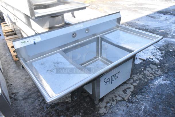 BRAND NEW SCRATCH AND DENT! Regency 600S12424218 Stainless Steel Single Bay Sink w/ Dual Drain Boards. No Legs. - Image 3 of 7