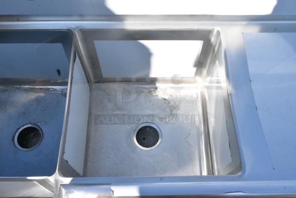 BRAND NEW SCRATCH AND DENT! Regency 600S3181818C Stainless Steel L Shaped 3 Bay Sink w/ Dual Drain Boards. No Legs. - Image 5 of 7