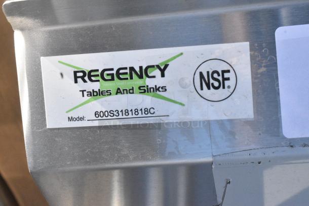 BRAND NEW SCRATCH AND DENT! Regency 600S3181818C Stainless Steel L Shaped 3 Bay Sink w/ Dual Drain Boards. No Legs. - Image 7 of 7