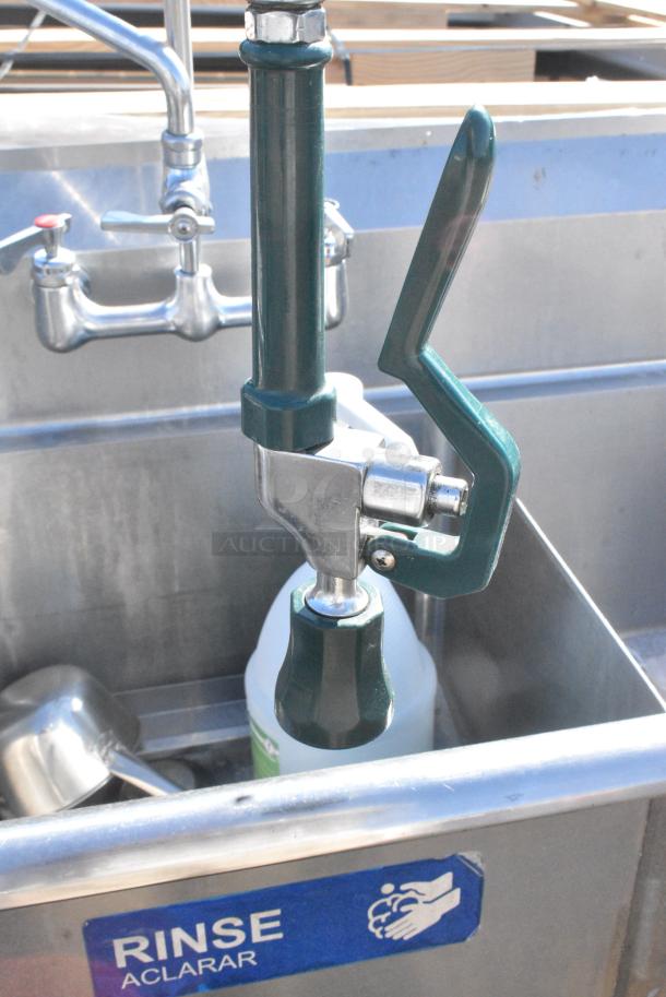 Stainless Steel 3 Bay Sink w/ Right Side Drain Boards w/ Faucet, Handles and Spray Nozzle Attachment. - Image 6 of 8