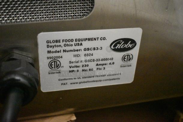 BRAND NEW SCRATCH AND DENT! Globe GSCS3-3 Stainless Steel Countertop Cheese Shredder. 230 Volts, 3 Phase. - Image 5 of 5